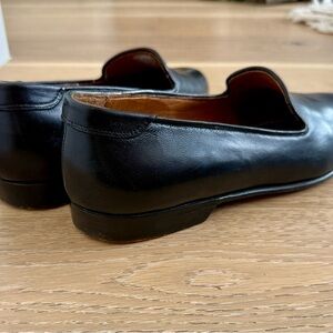 Vintage Italian Black Leather Men's Slip On Driving Shoes